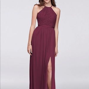 David’s bridal bridesmaids dress in wine color